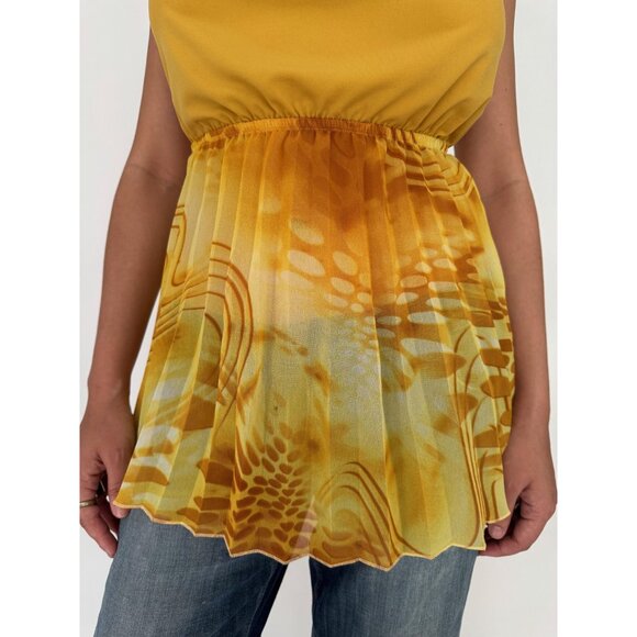 90s vintage yellow backless summer vacation cute flowy camisole halter top small - Picture 8 of 10